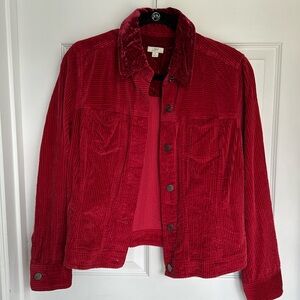 Corduroy jacket j Jill red velour colllar